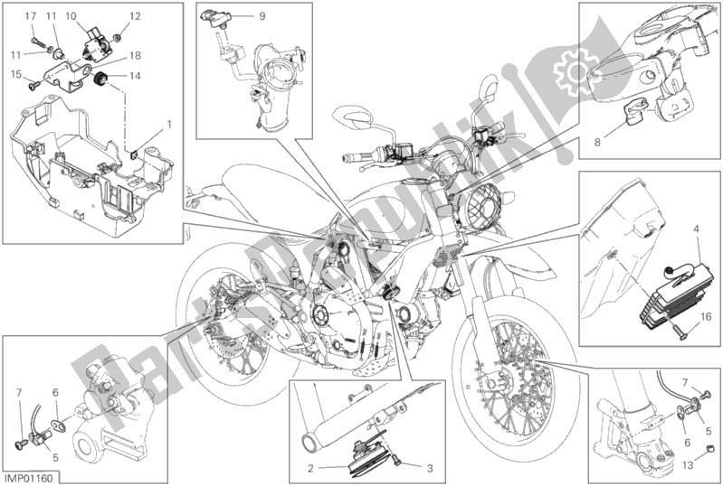 Todas las partes para 13d - Dispositivos Eléctricos de Ducati Scrambler Desert Sled Thailand USA 803 2020